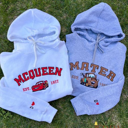 Cute Mcqueen Mater And Sally Disney Embroidered Sweatshirt, Matching Embroidered Hoodie