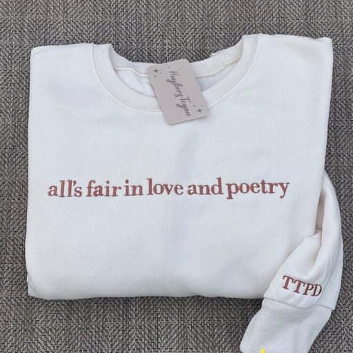 Embroidered The Tortured Poets Department Shirt, Gift For Swiftie, Embroidered Shirt, Poets Department, All's Fair in Love , TTPD New Album