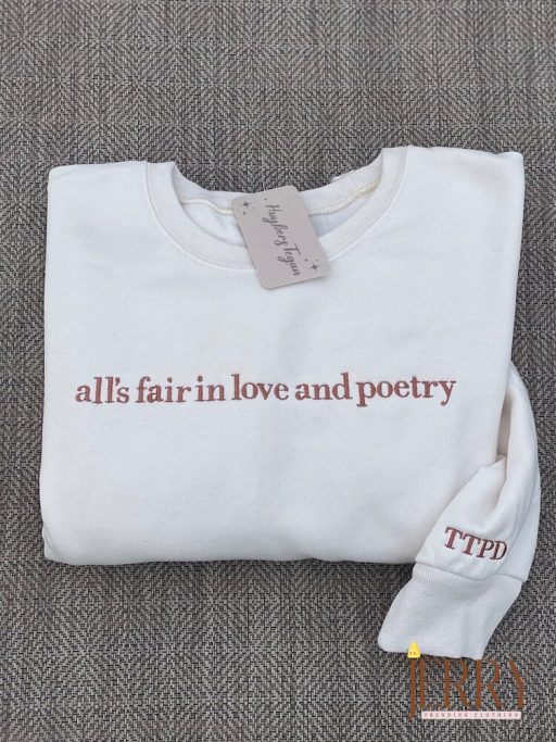 Embroidered The Tortured Poets Department Shirt, Gift For Swiftie, Embroidered Shirt, Poets Department, All's Fair in Love , TTPD New Album