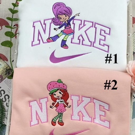 Plum Pudding And Strawberry Shortcake Nike Embroidered Sweatshirt, Matching Embroidered Hoodies