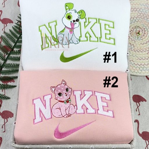 Pupcake And Custard Strawberry Shortcake Nike Embroidered Sweatshirt, Best Gift For Pet Lover