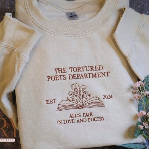 Cheap The Tortured Poets Department Embroidered Sweatshirt, Taylor Swift Embroidered Sweatshirt, All’s Fair In Love And Poetry Embroidered Sweatshirt