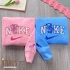 Cute Stitch And Angel Disney Nike Embroidered Sweatshirt, Couples Embroidered Hoodies