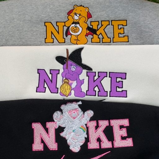 Care Bears Nike Embroidered Sweatshirt, Nike Embroidery, Halloween Embroidered Sweatshirt