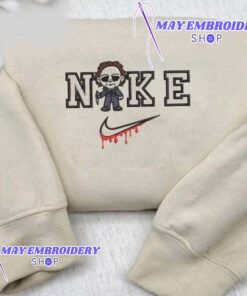 Cheap Michael Myers Nike Embroidered Halloween Sweatshirt, Halloween Gifts For Adults