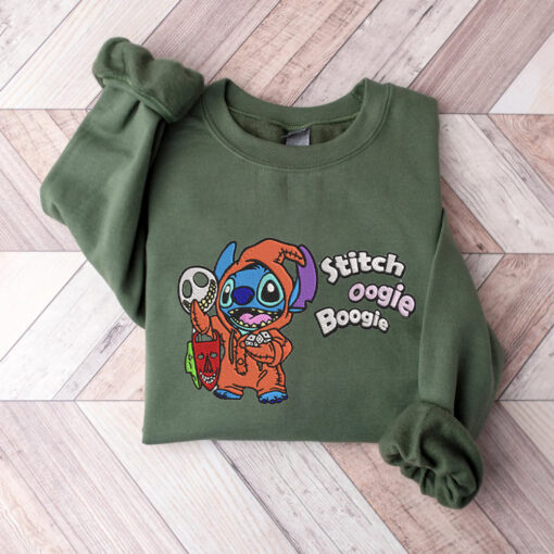 Spooky Embroidered Stich Disney Halloween Sweatshirt, Halloween Embroidered Sweatshirt