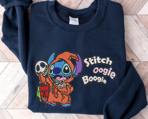 Spooky Embroidered Stich Disney Halloween Sweatshirt, Halloween Embroidered Sweatshirt