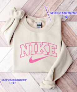 Cheap Pink Nike Logo Embroidered Sweatshirt, Christmas Presents For Her