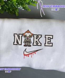 Spooky Pennywise Nike Embroidered Halloween Sweatshirt, Halloween Gifts For Adults