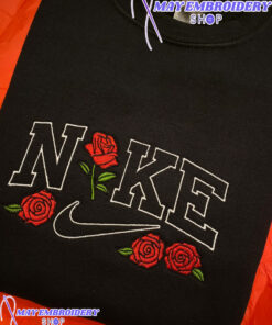 Cheap Red Rose Nike Embroidered Crewneck Sweatshirt,