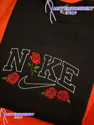 Cheap Red Rose Nike Embroidered Crewneck Sweatshirt,