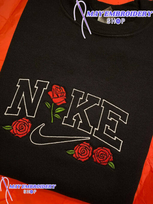 Cheap Red Rose Nike Embroidered Crewneck Sweatshirt,