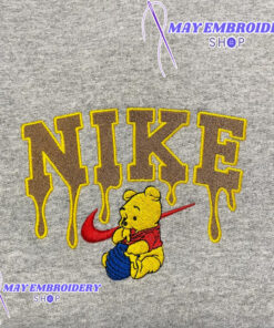 Vintage Winnie The Pooh Drip Logo Nike Embroidered Sweatshirt For Christmas