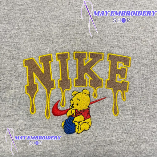 Vintage Winnie The Pooh Drip Logo Nike Embroidered Sweatshirt For Christmas