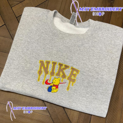 Vintage Winnie The Pooh Drip Logo Nike Embroidered Sweatshirt For Christmas