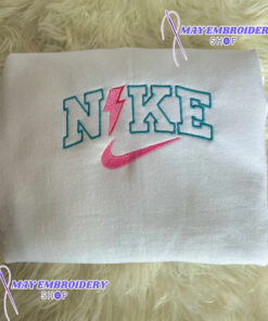 Vintage Pink Lightning Nike Embroidered Crewneck Sweatshirt