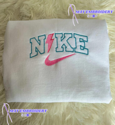 Vintage Pink Lightning Nike Embroidered Crewneck Sweatshirt