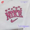 Cheap Pink Nike Heart Embroidered Crewneck Sweatshirt,