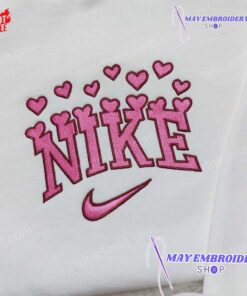 Cheap Pink Nike Heart Embroidered Crewneck Sweatshirt,