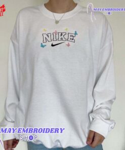 Cheap Colorful Nike Butterfly Embroidered Crewneck Sweashirt