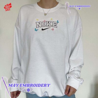 Cheap Colorful Nike Butterfly Embroidered Crewneck Sweashirt