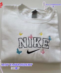Cheap Colorful Nike Butterfly Embroidered Crewneck Sweashirt