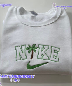 Green Coconut Tree Nike Embroidered Sweatshirt, Thoughtful Birthday Gifts For Mom