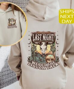 Last Night Bull Cow Hoodie, Vintage Cowboy Country Song Sweatshirt