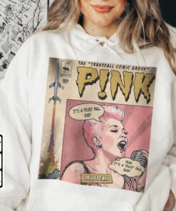 P!nk Comic Shirt, 90s Vintage Merch Book Art P!nk Trustfall World Tour Album Shirt