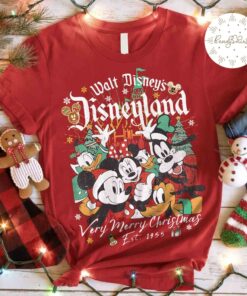 Vintage Walt Disney's Disneyland Est 1955 Very Merry Christmas Party Shirt, Retro Mickey and Friends, Disney Family Christmas Vacation 2023