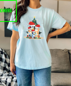 Bluey Family Christmas Comfort Colors Shirt, Bluey Christmas Sweatshirt, Blue Dog Christmas Family, Bluey and Bingo Shirt