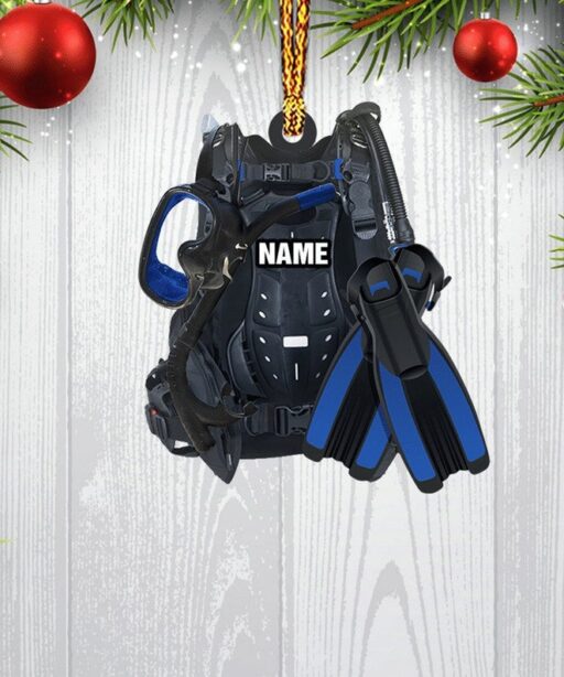 Personalized Scuba Diving Equipment Custom Shaped Ornament
