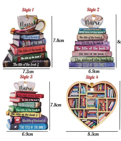 Christmas Tree Decoration,Christmas Book Ornament, Librarian Ornament, Custom Bookstack, Bookshelf Ornament, Book Lovers Gift,Lover Bookworm