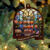 Personalized Just One More Chapter Bookshelf Suncatcher Ornament, Custom Rainbow Book Lovers Suncatcher, Christmas Tree Decoration