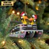 Pontoon Duck Couple Personalized Christmas Ornament, Christmas Flat Custom Ornament, Duck Ornament, Pontoon Boat Ornament, Christmas Decor