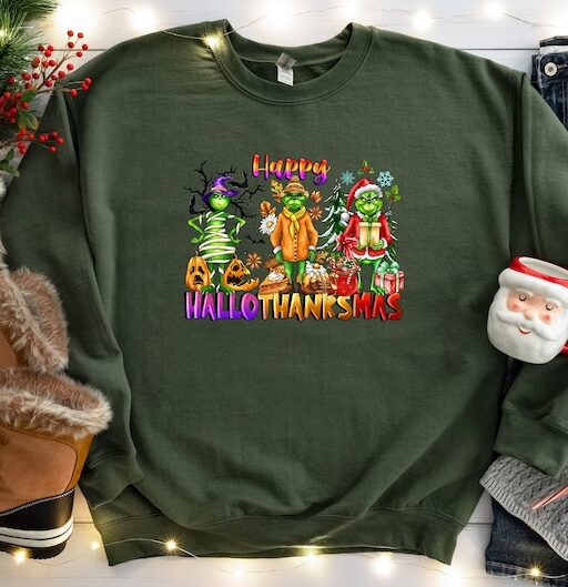 Happy Hallothanksmas Sweatshirt, Christmas Sweatshirt