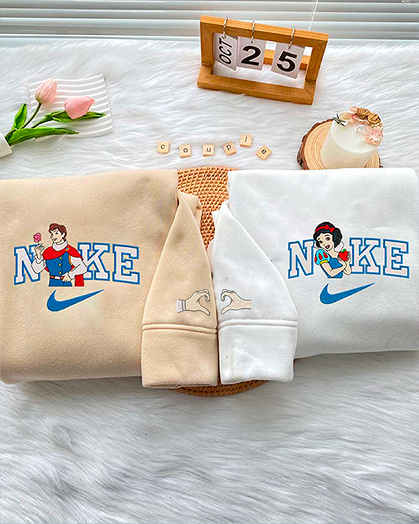 Snow White and Prince Couple Embroidery Shirt