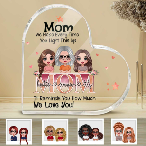 Personalized Mothers Day Acrylic Heart Shape Plaque, Custom Mom and Daughters Acrylic Plaque, Mother's Day Gift From Daughter, Home Decor