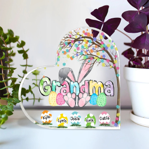 Personalized Easter Grandma Bunny Acrylic Plaque, Grandma Easter Day Gifts, Grandma Peeps Mother's Day Gift, Custom Grandkid Egg Acrylic