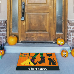 Happy Halloween The Fosters Halloween Doormat, Black Cat Halloween, Halloween Welcome Mat, Halloween House Decor