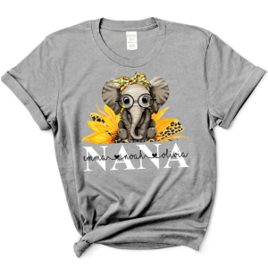 Elephant Nana Shirt, Custom Grandma shirt, Custom Grandkid name Shirt, Can Be Change Grandma and Kids, Gift For Nana, Grandma