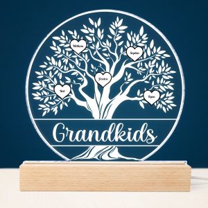 Custom Mom and Family 3D Led Light Wooden Base Tree Night Light| Personalized Mother's Day Gift for Nana, Gift for Mother, Birthday Gift