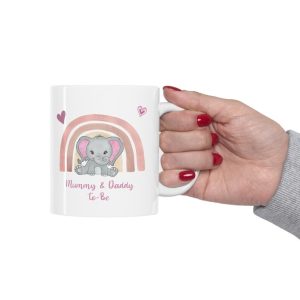 Mummy & Daddy To Be Elephants Mug, Girl Mummy and Daddy Mug, Expectant Parents Gift Mug, Baby Shower Mug, Pregnancy Reveal Ceramic Mug