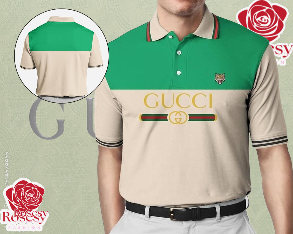 Cheap Green And Cream Gucci Polo Shirt, Gucci Collared Shirt