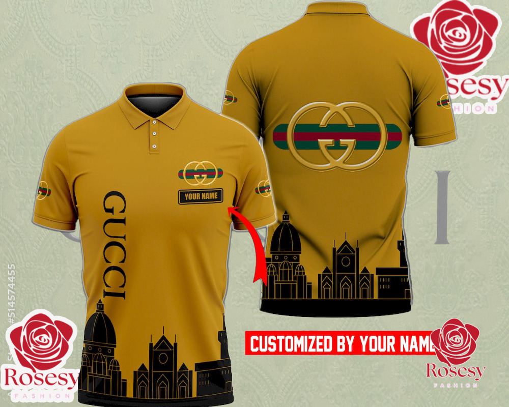 Cheap Yellow Gucci Polo Shirt, Gucci Collared Shirt