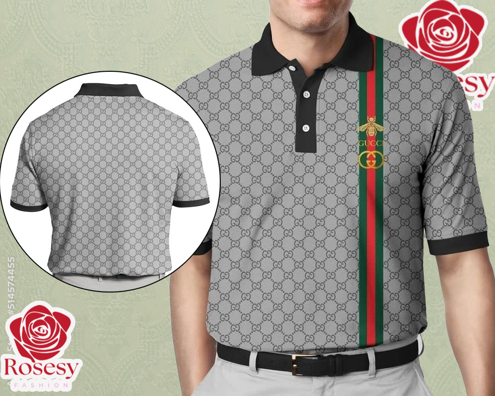 Cheap Grey Gucci Monogram Polo Shirt, Gucci Polo Shirt Mens - Rosesy