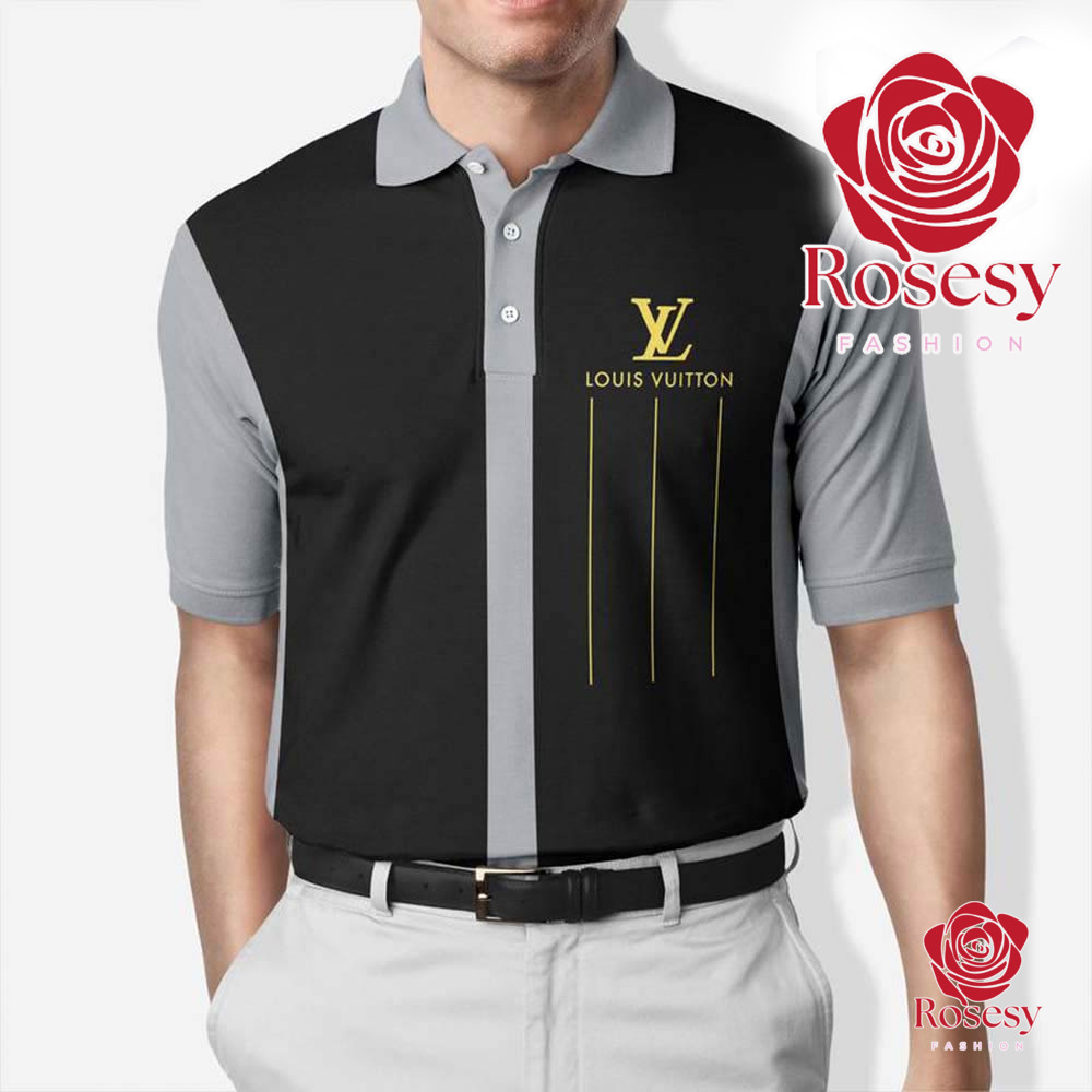 Cheap Black And Grey LV Classic Polo Shirt Mens, Louis Vuitton Polo Shirt -  Rosesy