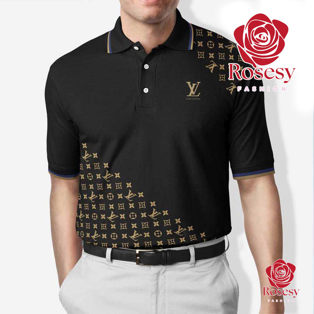 Cheap Black Collar Gold LV Logo Louis Vuitton Monogram Shirt, Lv Polo Shirt  Mens - Rosesy