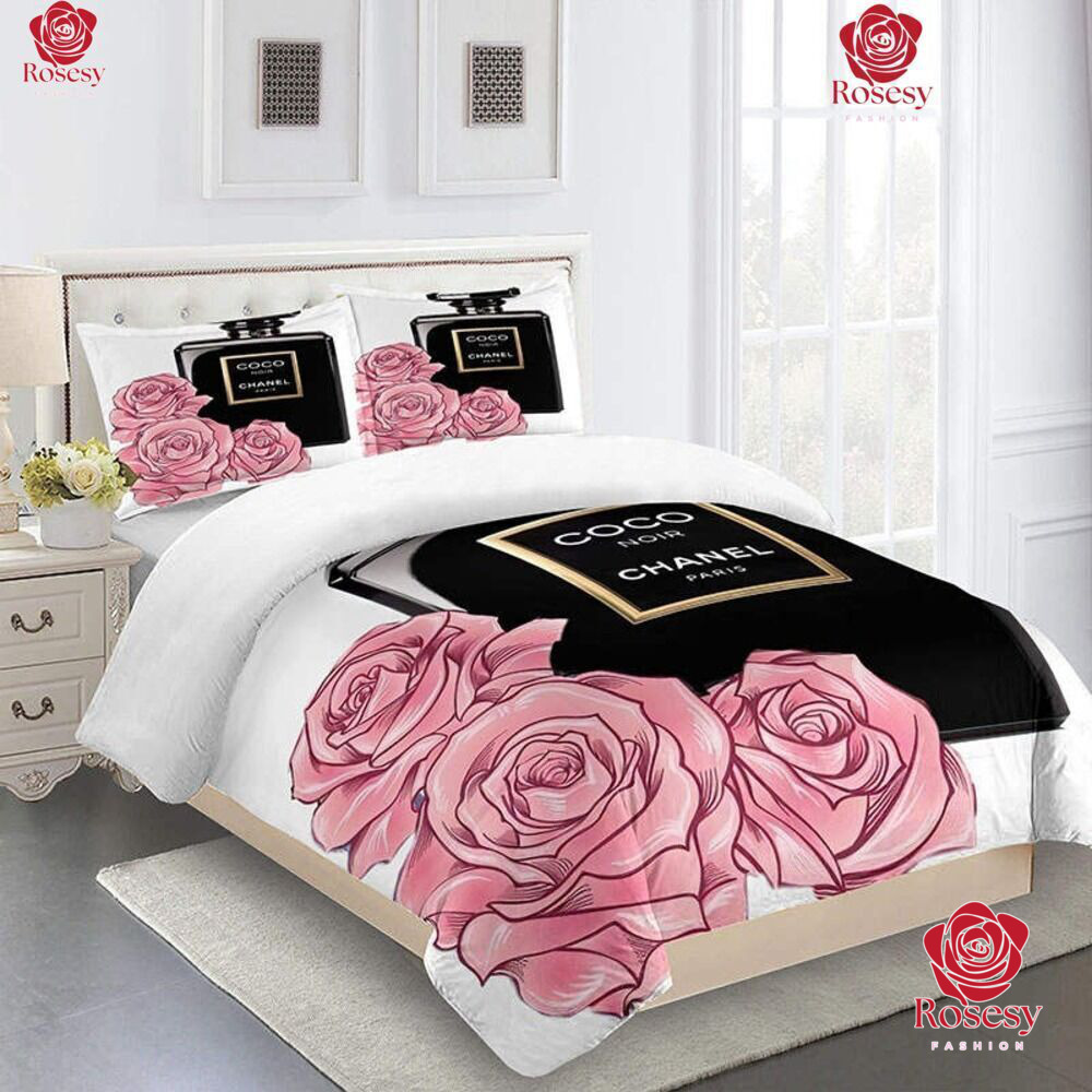 Chanel Logo With Ribbon In Pink Background Bedding Set  REVER LAVIE