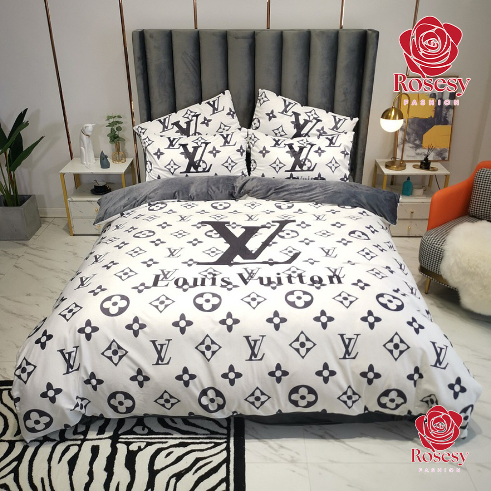 Louis Vuitton Supreme Red Fashion Logo Luxury Brand Premium Bedding Set  Home Decor